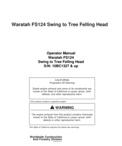 John Deere FS124 Stt Disc Saw Felling Heads Operator's Manuals (F295407)