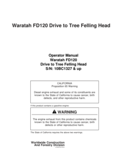 John Deere FD120 Dtt Disc Saw Felling Heads Operator's Manuals (F295410)