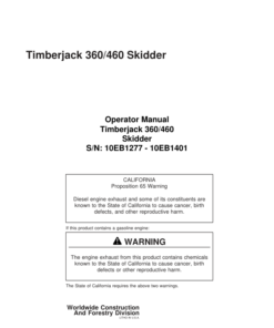 John Deere 360, 460 Skidders Operator's Manuals (F296047A)