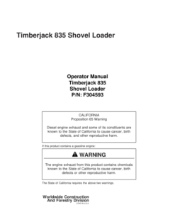 John Deere 835 Knuckleboom Loader Operator's Manuals (F304593)