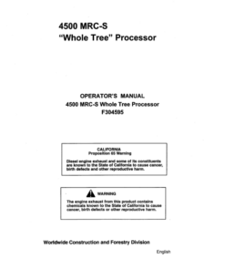 John Deere 4500 Delimbers Operator's Manuals (F304595)