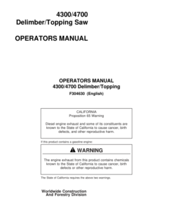 John Deere 4300, 4700 Delimbers Operator's Manuals (F304630)