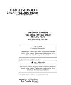 John Deere FB20 Wheeled Feller Bunchers Operator's Manuals (F381447)