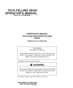 John Deere FG18 Tracked Feller Bunchers Operator's Manuals (F382266)