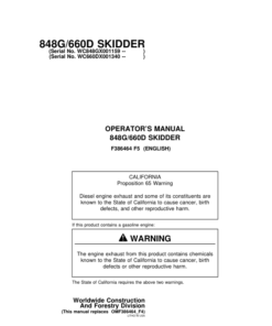 John Deere 848G, 660D Skidders Operator's Manuals (F386464)