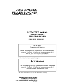 John Deere 759G Tracked Feller Bunchers Operator's Manuals (F388818)