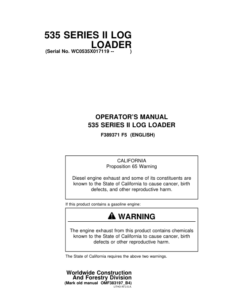 John Deere 535, 530B Knuckleboom Loader Operator's Manuals (F389371)