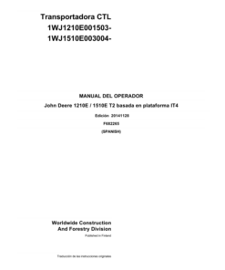 John Deere 1210E IT4 T2, 1510E IT4 T2 Forwarders Operator's Manuals (F682265GENI)