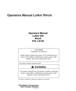 John Deere 250 Winches Operator's Manuals (LW-95)