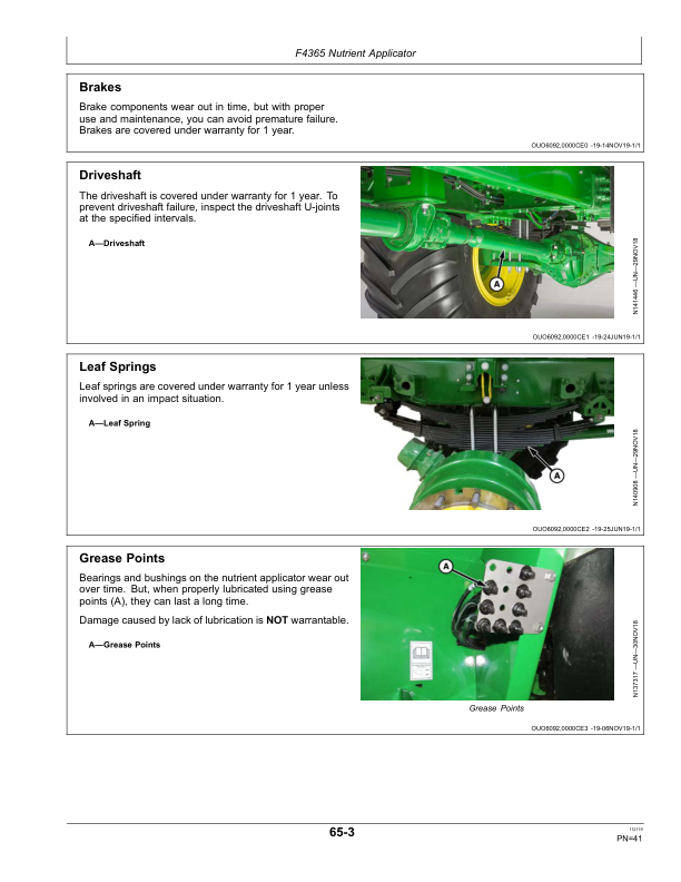 John Deere Warranty vs Wear Guide for Self-propelled Applicator Equipment Operator's Manual (NXWEAR19) - Image 2