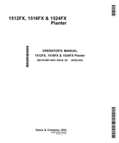 John Deere 1512FX, 1516FX & 1524FX Planters Operator's Manual (OM15FXMY16EN)