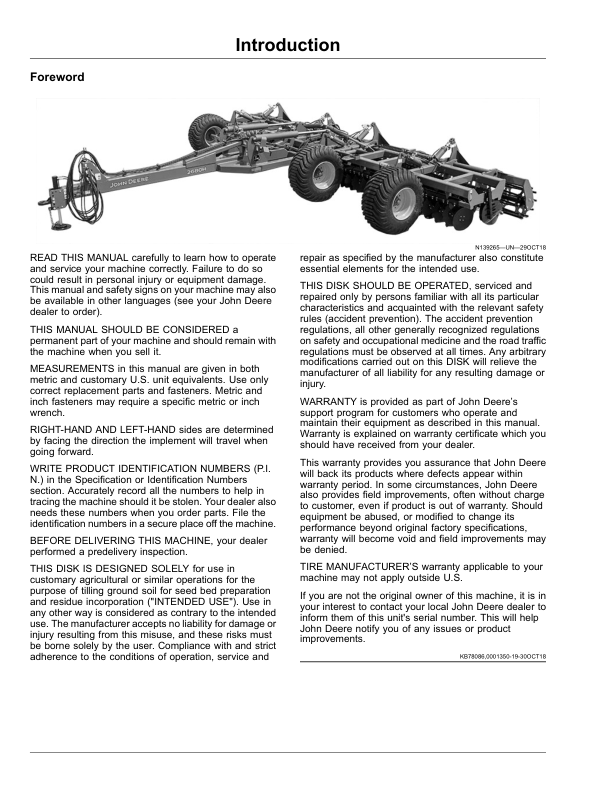 John Deere 2680H Disk 3-Section North America) (S.N. 210651—) Operator's Manual (OM2545T01) - Image 2