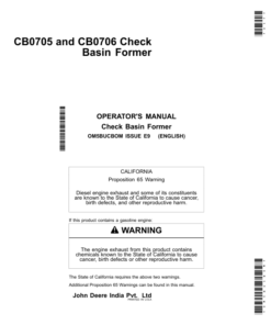 John Deere CB0705, CB0706 Check Basin Former Operator's Manual (OM5BUCBOM)
