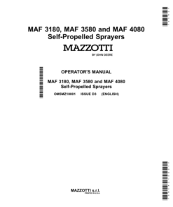 John Deere MAF 3180, MAF 3580, MAF 4080 Self-Propelled Sprayers Operator's Manual (OM5MZ10001)