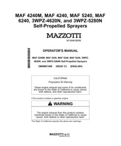 John Deere MAF 4240M, MAF 4240, MAF 5240, MAF 6240, 3WPZ-4620N, 3WPZ-5280N Self-Propelled Sprayers Operator's Manual (OM5MZ1006)