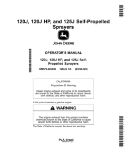 John Deere 120J, 120J HP, 125J Self-Propelled Sprayers Operator's Manual (OM5PL605940)