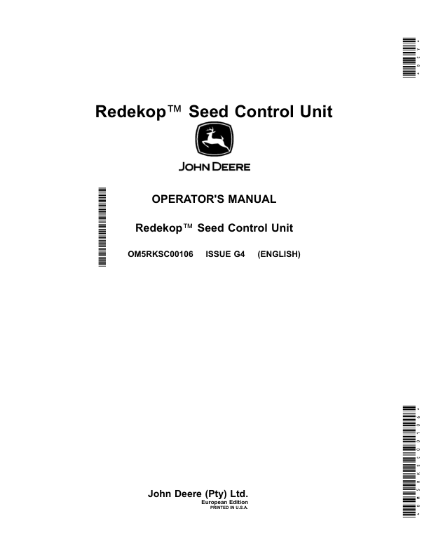 John Deere Redekop Seed Control Unit Operator's Manual (OM5RKSC00106)