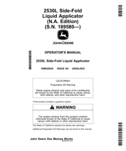 John Deere 2530L Side-FoldLiquid Applicator Operator's Manual (OM820030)