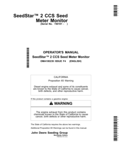 John Deere Seedstar 2 CCS Seed Meter Monitor (740101-) Operator's Manual (OMA100239)