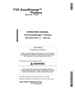 John Deere 1725 ExactEmerge Planters North America (765101- ) Operator's Manual (OMA103899)