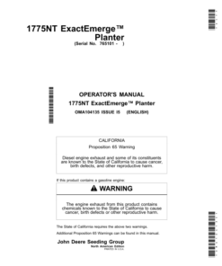 John Deere 1775NT ExactEmerge Planters (765101-770100) (North American) Operator's Manual (OMA104135)