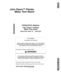 John Deere Planter Meter Test Stand (North American) Operator's Manual (OMA107369)