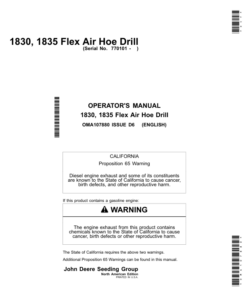 John Deere 1830 & 1835 Flex Air Hoe Drill (North American) Operator's Manual (OMA107880)