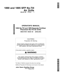 John Deere 1890 & 1895 SFP No-Till Air Drills (North American) Operator's Manual (OMA107941)