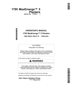 John Deere 1795 MaxEmerge 5 Planters (North American) Operator's Manual (OMA108053)