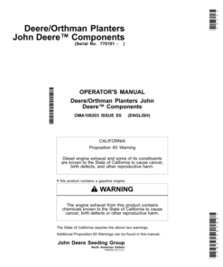 John Deere Deere/Orthman Planters - Components (North American) Operator's Manual (OMA108203)