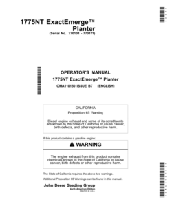 John Deere 1775NT ExactEmerge Planters Operator's Manual (OMA110150)
