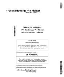 John Deere 1795 MaxEmerge 5 Planters Operator's Manual (OMA110714)