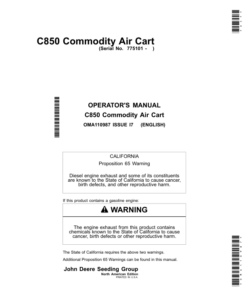 John Deere C850 Commodity Air Carts Operator's Manual (OMA110987)