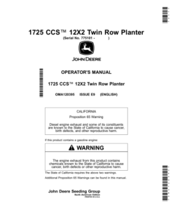 John Deere 1725 CCS 12X2 Twin Row Planter Operator's Manual (OMA120395)
