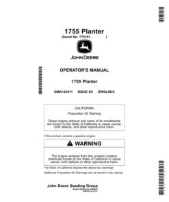 John Deere 1755 Planter Operator's Manual (OMA120411)