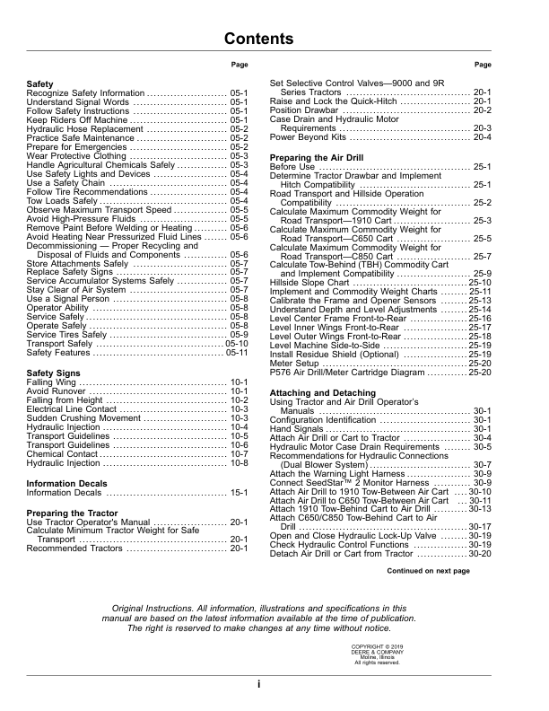 John Deere P576 Air Hoe Drill Operator's Manual (OMA120810) - Image 2