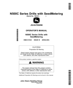 John Deere N530C, N536C, N540C, N542C Drills with SeedMetering Operator's Manual (OMA121523)