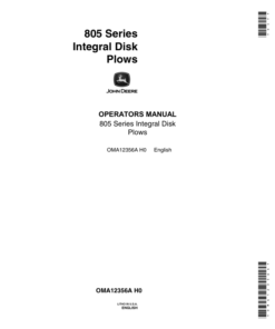 John Deere 805 Series Integral Disk Plows Operator's Manual (OMA12356A)