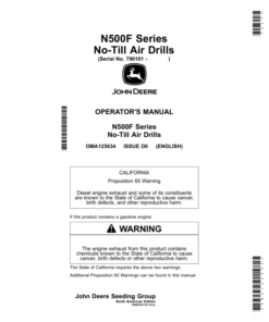 John Deere N530F, N540F, N543F (N500F Series No-Till Air Drills) Operator's Manual (OMA125634)