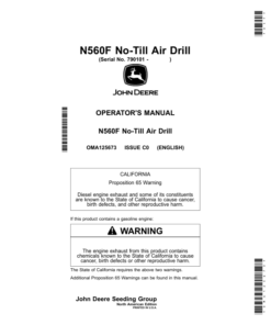 John Deere N560F No-Till Air Drill (790101-795100) (North American) Operator's Manual (OMA125673)