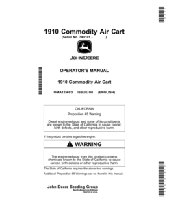 John Deere 1910 Commodity Air Cart (790101-) Operator's Manual (OMA125693)
