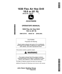 John Deere 1830 Flex Air Hoe Drill 18.6 m (61 ft) (790101-) Operator's Manual (OMA125745)