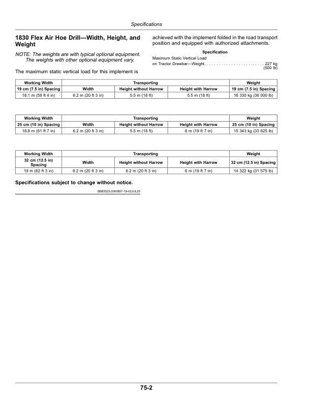 John Deere 1830 Flex Air Hoe Drill 18.6 m (61 ft) (790101-) Operator's Manual (OMA125745) - Image 3