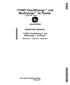 John Deere 1725NT ExactEmerge, 1725NT MaxEmerge 5e Planter (790101-795100) (Australia) Operator's Manual (OMA125912)