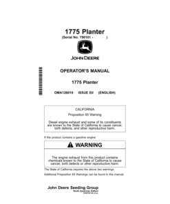 John Deere 1775 MaxEmerge 5 Planter (790101-) Operator's Manual (OMA126010)