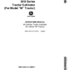 John Deere M10 Series Tractor Cultivator for Model 'M' Tractor Operator's Manual (OMA12647)