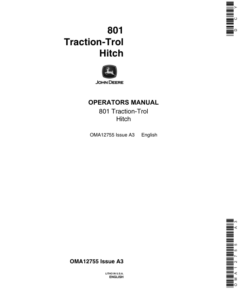 John Deere 801 Traction-Trol Hitch Operator's Manual (OMA12755)