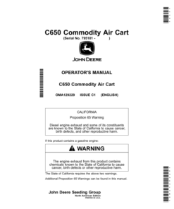 John Deere C650 Commodity Air Cart (795101-800100) (North American) Operator's Manual (OMA129229)