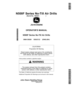 John Deere N500F Series No-Till Air Drills (795101-) (North American) Operator's Manual (OMA129289)