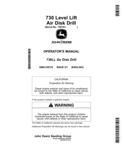 John Deere 730 Level Lift Air Disk Drill (795101-) (North America) Operator's Manual (OMA129378)